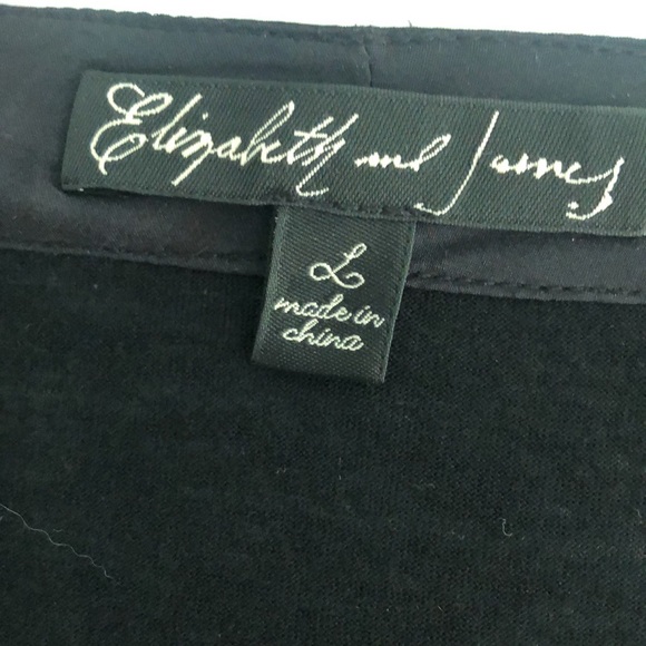 Pre-owned Elizabeth and James silk flowy black short sleeve blouse size large - Picture 2 of 7